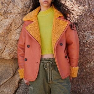 Free People Kaja Vegan Bonded Peacoat